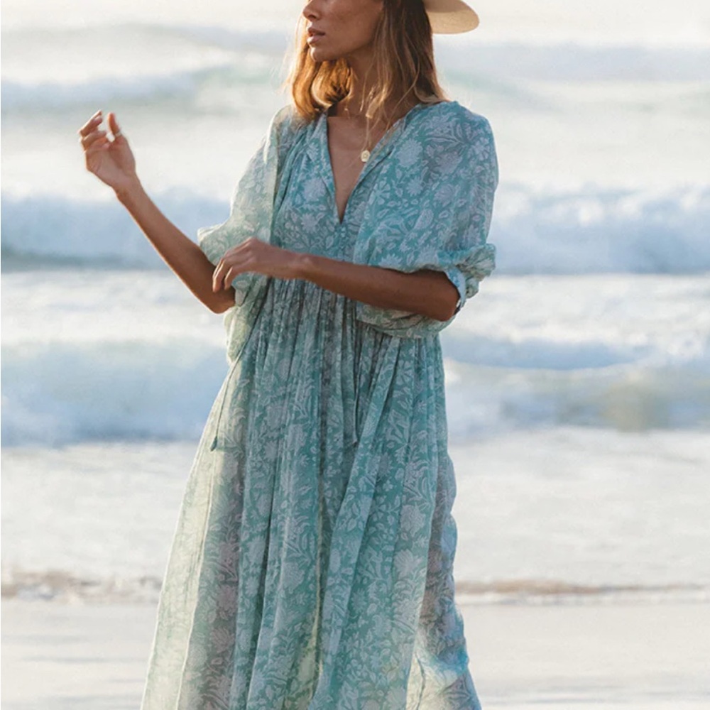 Daughters of India Blue Floral Midi Dress